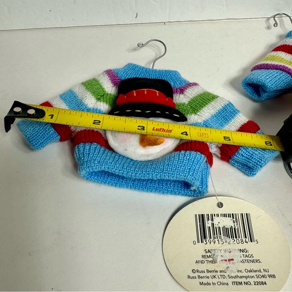 NWT. 2 knit sweater ornaments with 3-dimensional snowman. Brand is Russ. - Picture 10 of 10